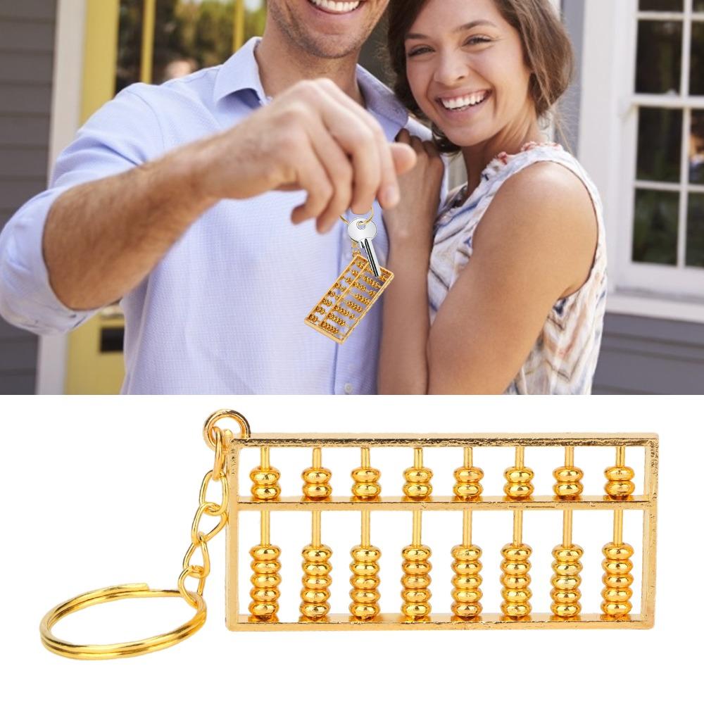 2pcs 8 Rolls Abacus Key Ring Golden Mini Abacus Keychain Abacus Pendant For Car Keys