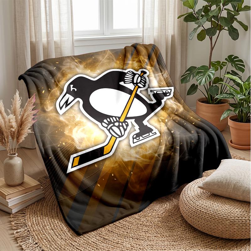 Pittsburgh Penguins Flannel Fleece Blanket Cozy Warm Throw Blanket For Couch Bed Travel All Season Use