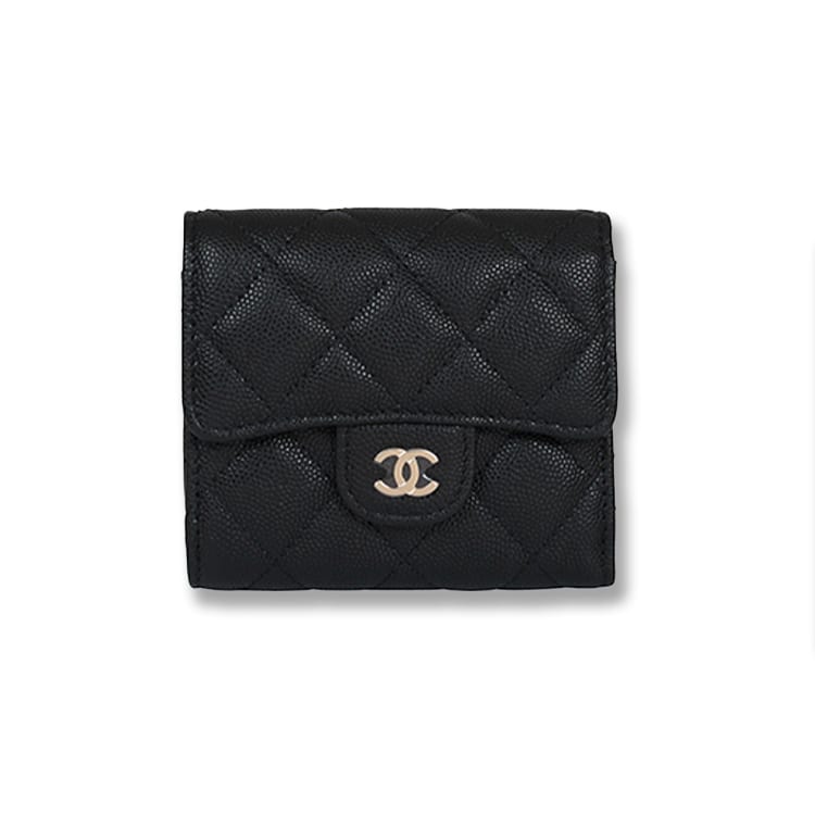 Chanel 22K Осенне-зимний держатель для карт, кошелек, кошелек, кошелек женский, черного цвета, с тиснением под личи из коровьей кожи, AP0712-Y33352-C3906