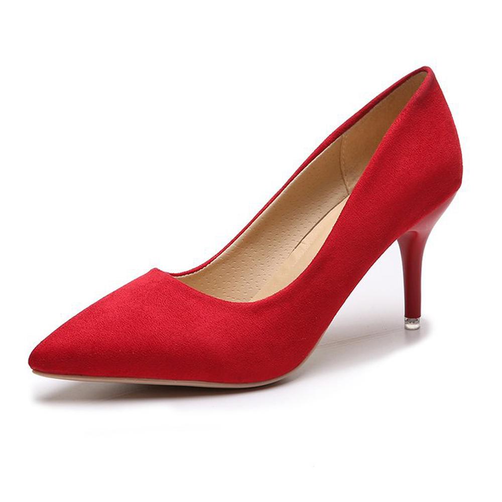 Large Size High Heels New Pointed Stiletto Suede Wild Four Seasons Single Shoes Female Tide