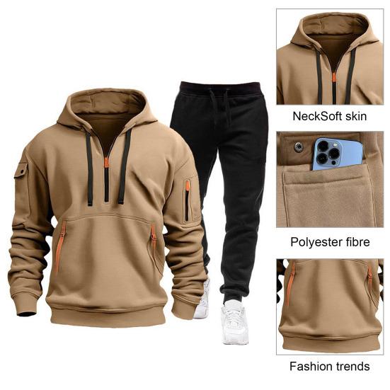 Комплект из 2 предметов: мужская толстовка, брюки, комплект с капюшоном, завязками на шнурке, длинные спортивные топы с эластичной талией, длинные брюки, однотонный мешковатый спортивный костюм