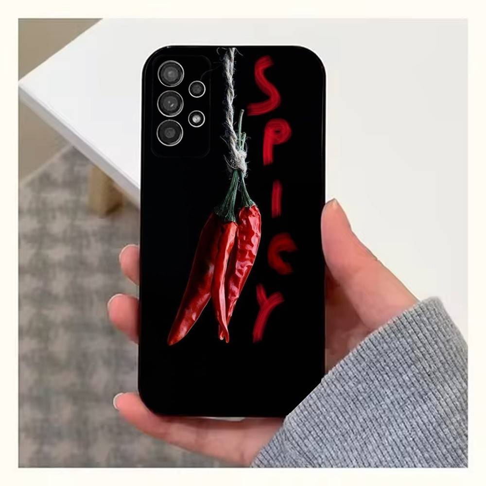 Pattern Red Chilli Pepper Case For Samsung S23,S25,S20,S10,S9,S21,S24,S22,Ultra,FE,Plus,Lite,Soft Silicone Black