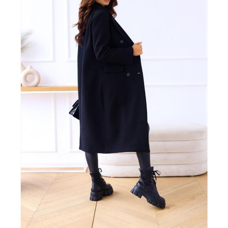 YYFS Женские модные повседневные однотонные куртки и пальто с воротником-поло на осень-зиму с длинным рукавом и принтом