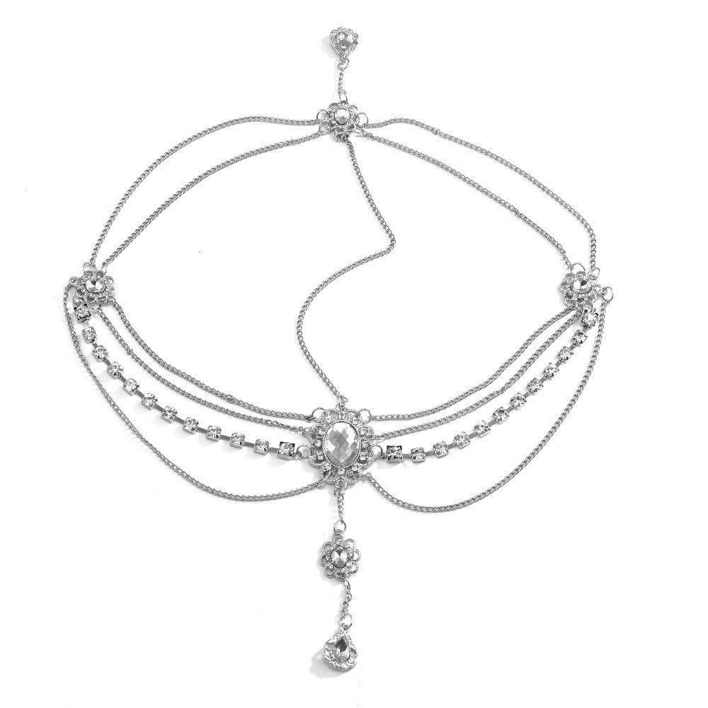 Women Drop Rhinestone Headwear Forehead Pendant Headdress Tassel Hair Chain Crystal Bridal Headband