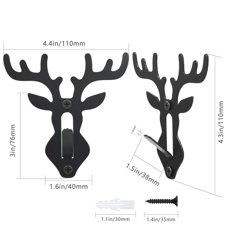 Steel Antler Skull Hooker Holder 6pcs Home Wall Mount Display Easy Installation Multi-Purpose Deer Head Hanger For Goats Bucks