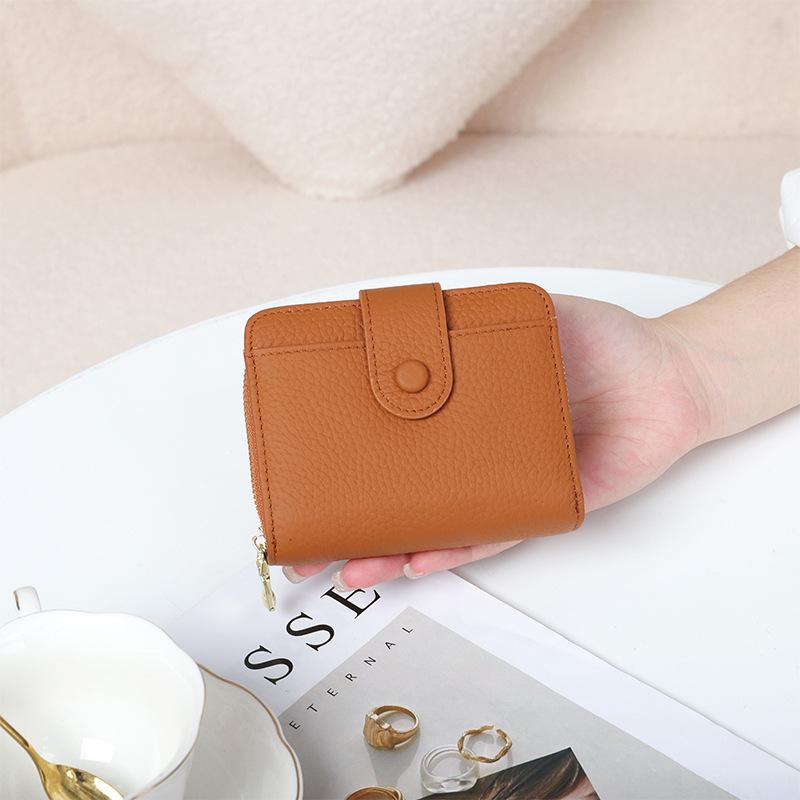 2024 New Short Wallets For Women Genuine Leather Card Holders First Layer Of Cowhide Coin Purse 2in1 Zipper Hasp Bifold Wallet