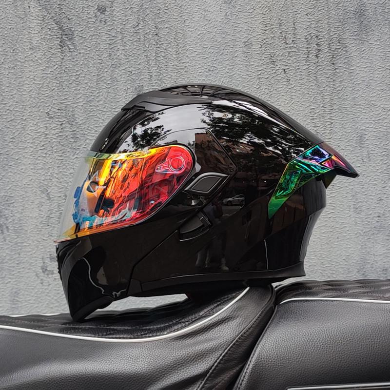 E5GOrz Откидной Мотошлем для Мужчин и Женщин – Интеграл, Всесезонный со Слотом для Bluetooth, Большим Задним Спойлером, Сертифицирован 3C