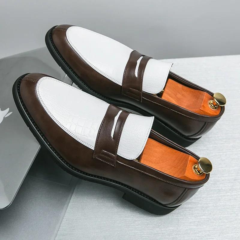 Модные цветные мужские туфли для вечеринок, черные, белые, деловые, кожаные туфли, предметы роскоши, летние, новые, кофейно-белые, туфли-лодочки