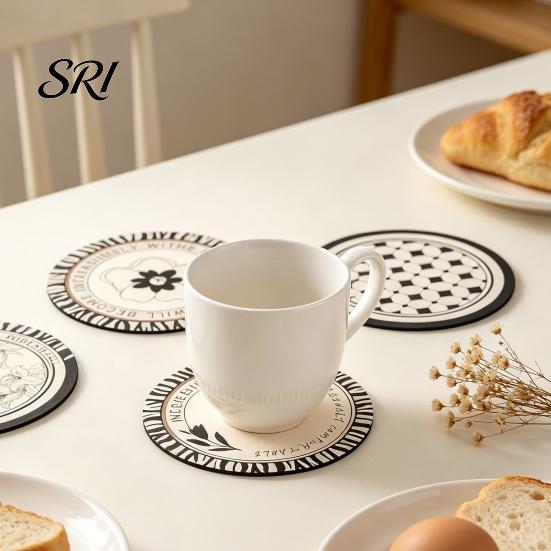 Heat Resistant Coasters Retro Diatomite Coaster Heat-Resistant Placemat Quick-Dry Absorbent Mat for Zebra Pattern Cups Mugs Bowls Non-Slip Reusable