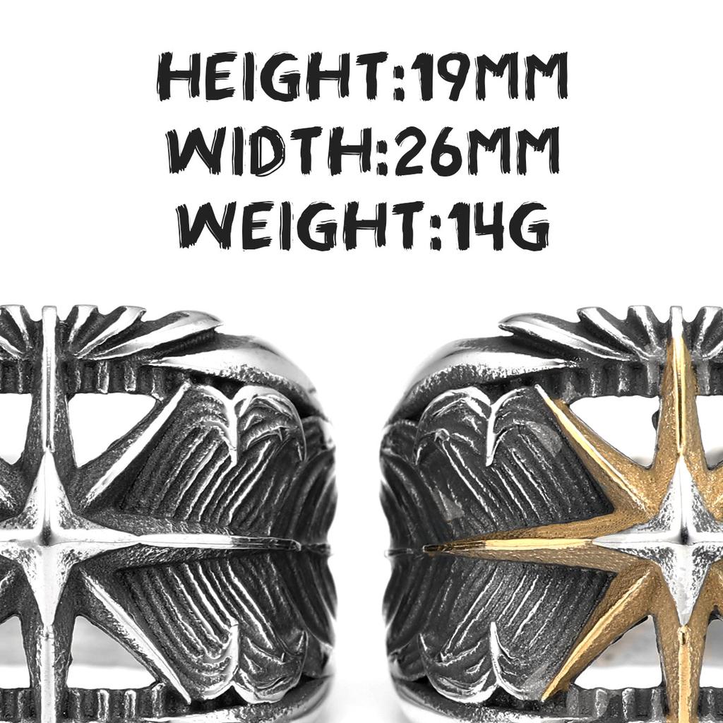 Кольцо Octagram из нержавеющей стали 316L с перьями, мужское кольцо в стиле панк-рок, рэп для байкера, мужского друга, ювелирное изделие, креативный подарок