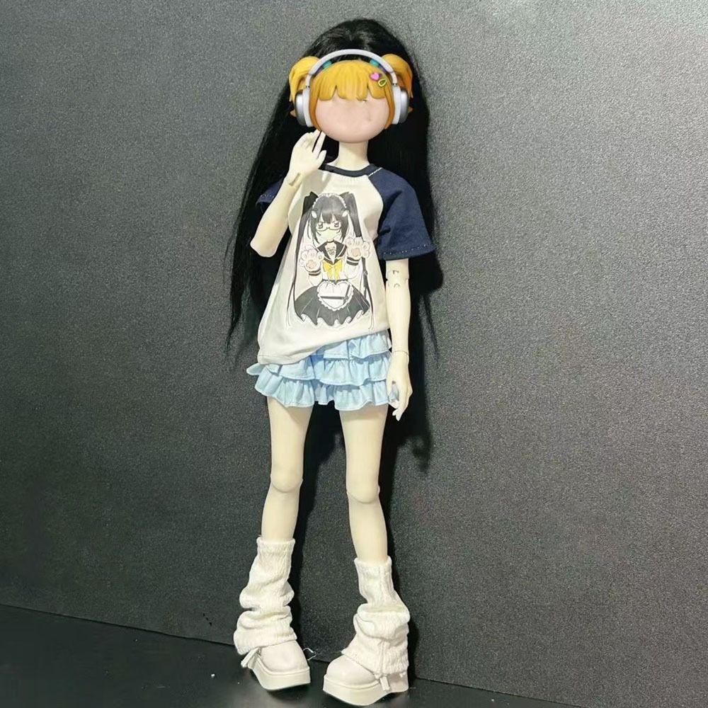 With Leg Socks Leisure T-shirt Cartoon Doll Cake Skirt for 30/45cm Dolls for 1/4 1/6 BJD Dolls
