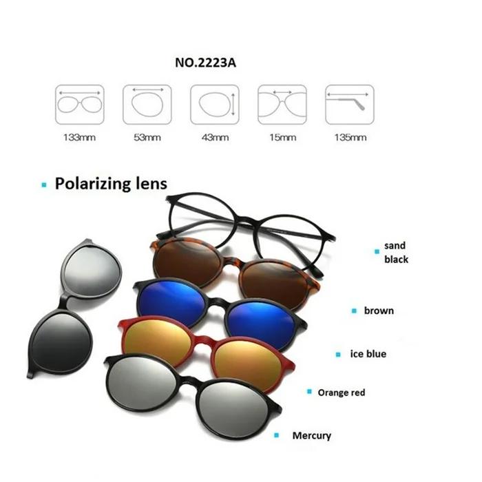 Ретро 5+1 Поляризованные Клипсы Солнцезащитные очки для Близорукости для Мужчин Женщин Блокирующие Синий Свет Очки по Рецепту Диоптрии 0 -1 -1.5 До -4.0