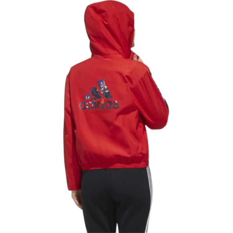 adidas Куртка с капюшоном на флисовой подкладке с цветочным логотипом Женская куртка красная GG0769