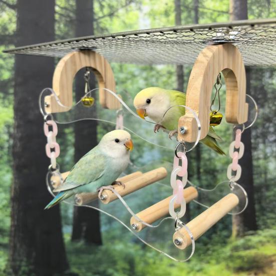 5 Wooden Perch Poles Multifunctional Ring Acrylic 20 Cm 1 Pc