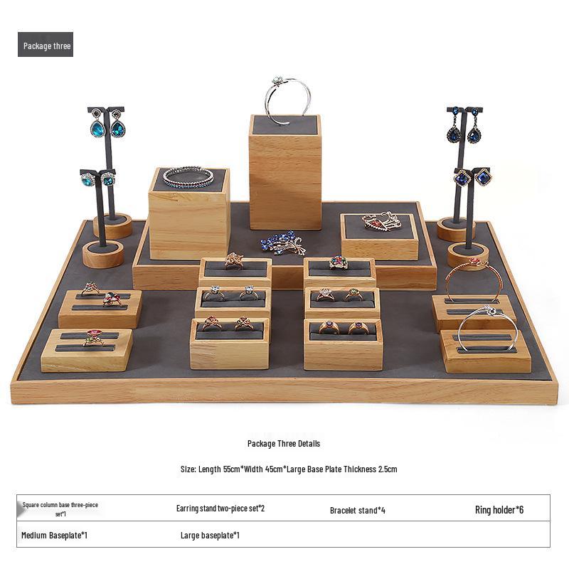 Деревянная подставка для украшений из массива дерева для серег, колец и ожерелий с нефритовым подносом