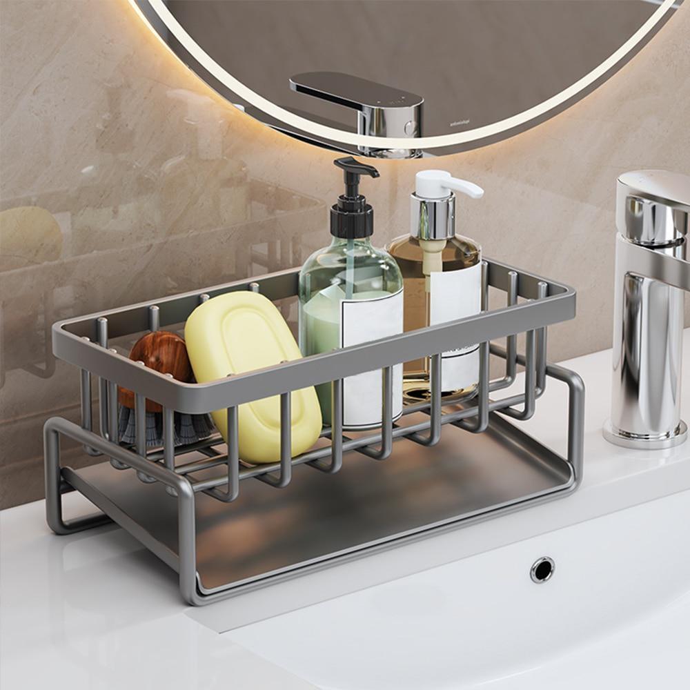 1PC Self-draining Sink Shelf Stainless Steel Kitchen Sink Drain Rack Soap Sponge Holder Kitchen Sink Organizer