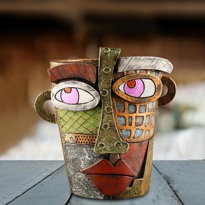 Кашпо для лица в стиле абстрактного искусства - Винтажный декор для использования в помещении и на улице