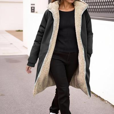 Женские пуховики с флисовой подкладкой, зимнее пальто, куртка с капюшоном на двойной молнии, теплая толстая верхняя одежда