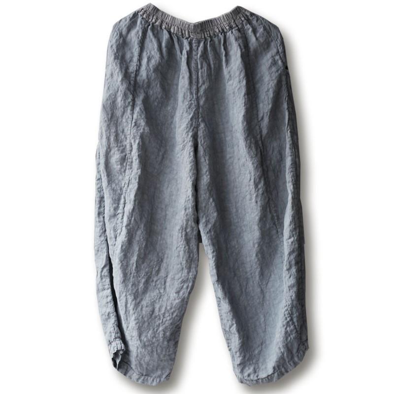 Johnature Женские винтажные серые широкие брюки с эластичной резинкой на талии, летние льняные брюки высокого качества, женские повседневные брюки