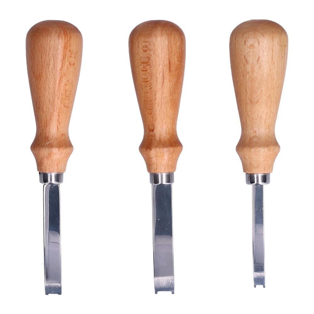 3pcs Wide Mouth Leather Edge Beveler Wooden Handle Leather Edge Tool Leather Crafting