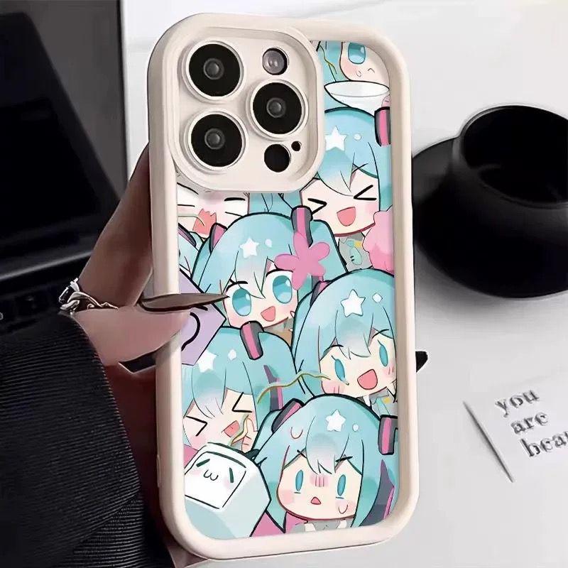 Мягкий защитный чехол Hatsune Miku для iPhone 14/13/12/11 Pro Max от падений для XR/XS/X