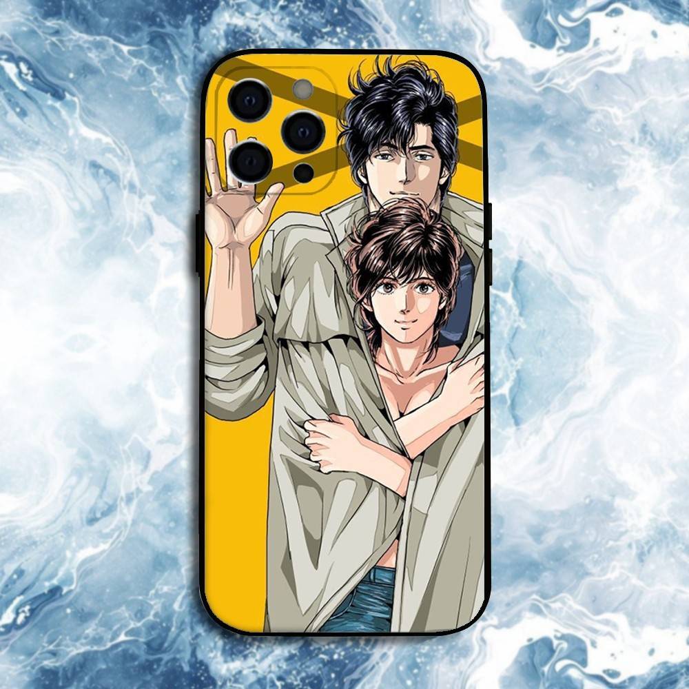 Retro City Hunter Comic Phone Case For iPhone17,16,15,14,13,12,11 Plus,Pro Max, Soft Silicone Black Cover