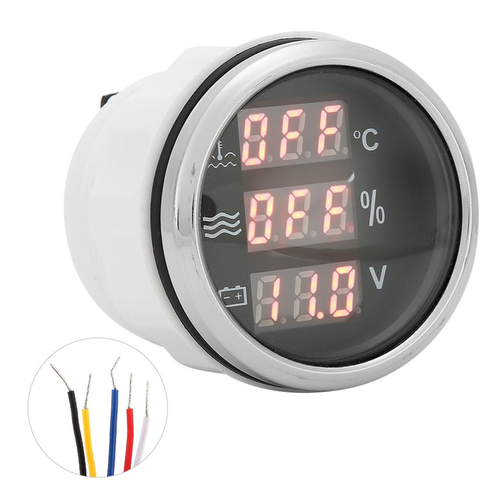 52mm 2in 3‑In‑1 Gauge Water Temperature Voltage Liquid Level Display European Standard 0‑190ohmBlack Dial
