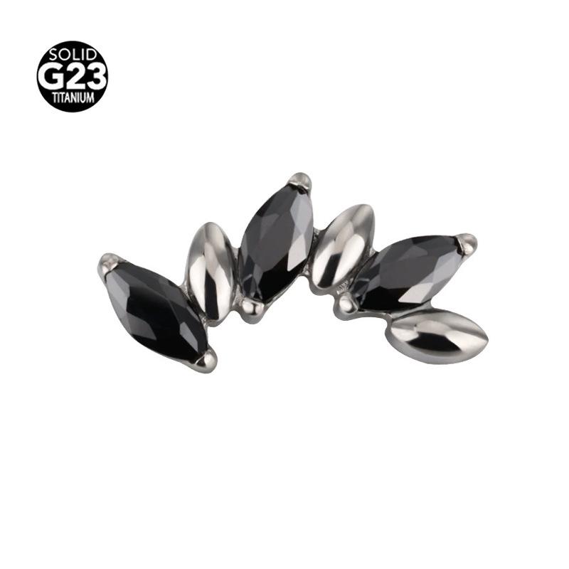 Серьги-пусеты из разноцветного циркония «Маркиза» – F-136 Титановый сплав для пирсинга губы и хряща уха.