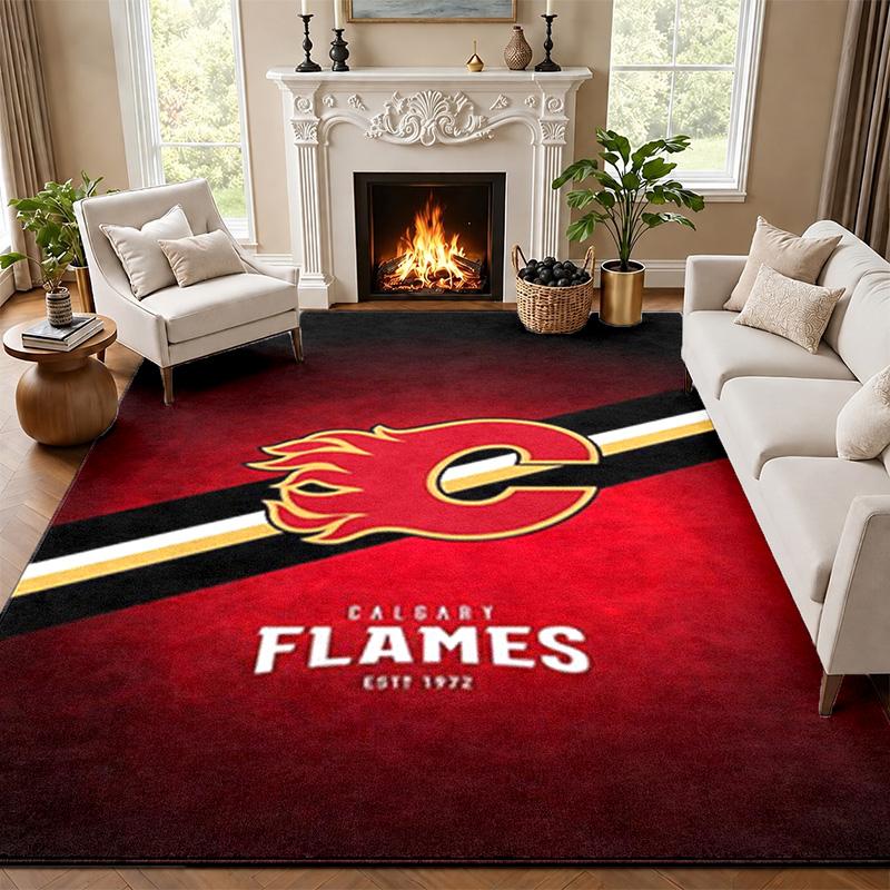 Calgary Flames Carpet Door Mat for Living Room or Bedroom Protective Mat Under Chair Office Decoration Christmas Gift Birthday Present