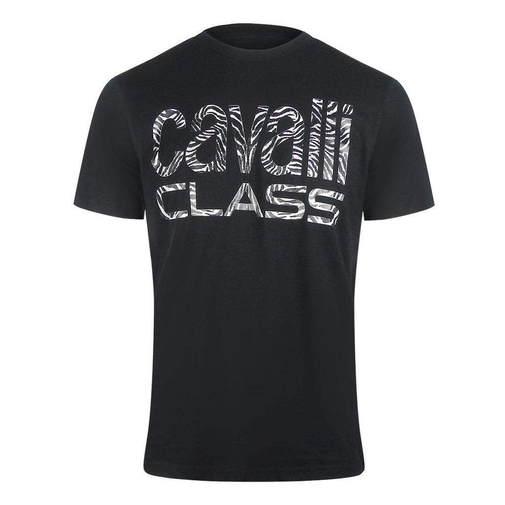 Cavalli Class Mens Zebra Print Logo T-Shirt