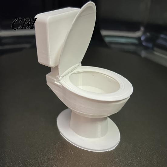 Unique Home Decoration 3D Printed Toilet Figurine, Miniature Ornament, Mini Seat Mechanical Balance Ornament Dollhouse Furniture, Bathroom Models for