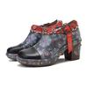 Туфли-лодочки из натуральной кожи на высоком каблуке с тиснением в стиле ретро и ручной росписью, универсальная женская обувь