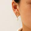 Hammered Texture Heart Earrings with Pearl Drops Titanium Steel Elegant and Versatile Ear Accessories