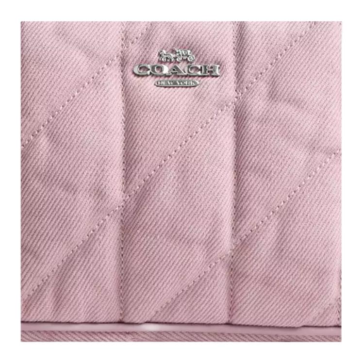 Coach Nolita 19 Diamond Pattern Hardware Denim Handbag Small Women handbags Carnation-Pink CBK58-SVY2V