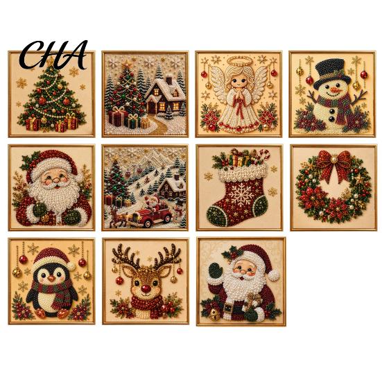 Interactive DIY Christmas Art Kits Faux Pearl Painting Kit with Frame, Santa Winter Holiday Theme Craft Supplies Beads for Adults Beginner,