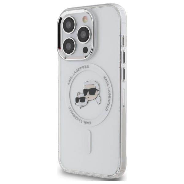 Karl Lagerfeld Klhmp14Xhlskch Iphone14 Pro Max 6.7 Biały/White Hardcase Iml Metal Karl&Choupette Head Magsafe