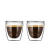 BODUM Glass Cup Tumbler PILATUS Double Wall Glass 80ml Set of 2 Heat and Cold Retention Double Structure Heat Resistant Glass Microwave Safe Oven Safe