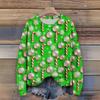 Women's Christmas Print Cardigan Long Sleeve Round Neck Knit Top