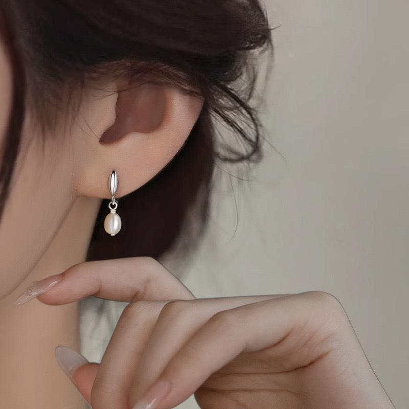 Copper Needle Pearl Earrings Elegant French Style Women's Fashion 2025 Trendy High-End Sensation Ear Jewelry