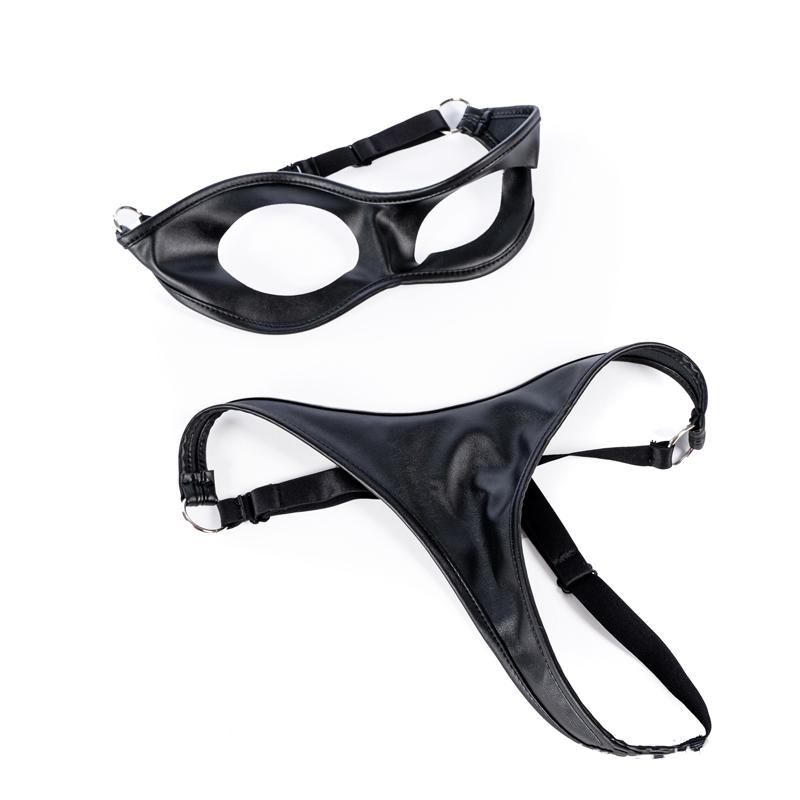 Sexy Temptation Lingerie Open Cup Bustier Set with Women Leather Bondage Clothes for Fetish BDSM Bundle Adult Sex Toys