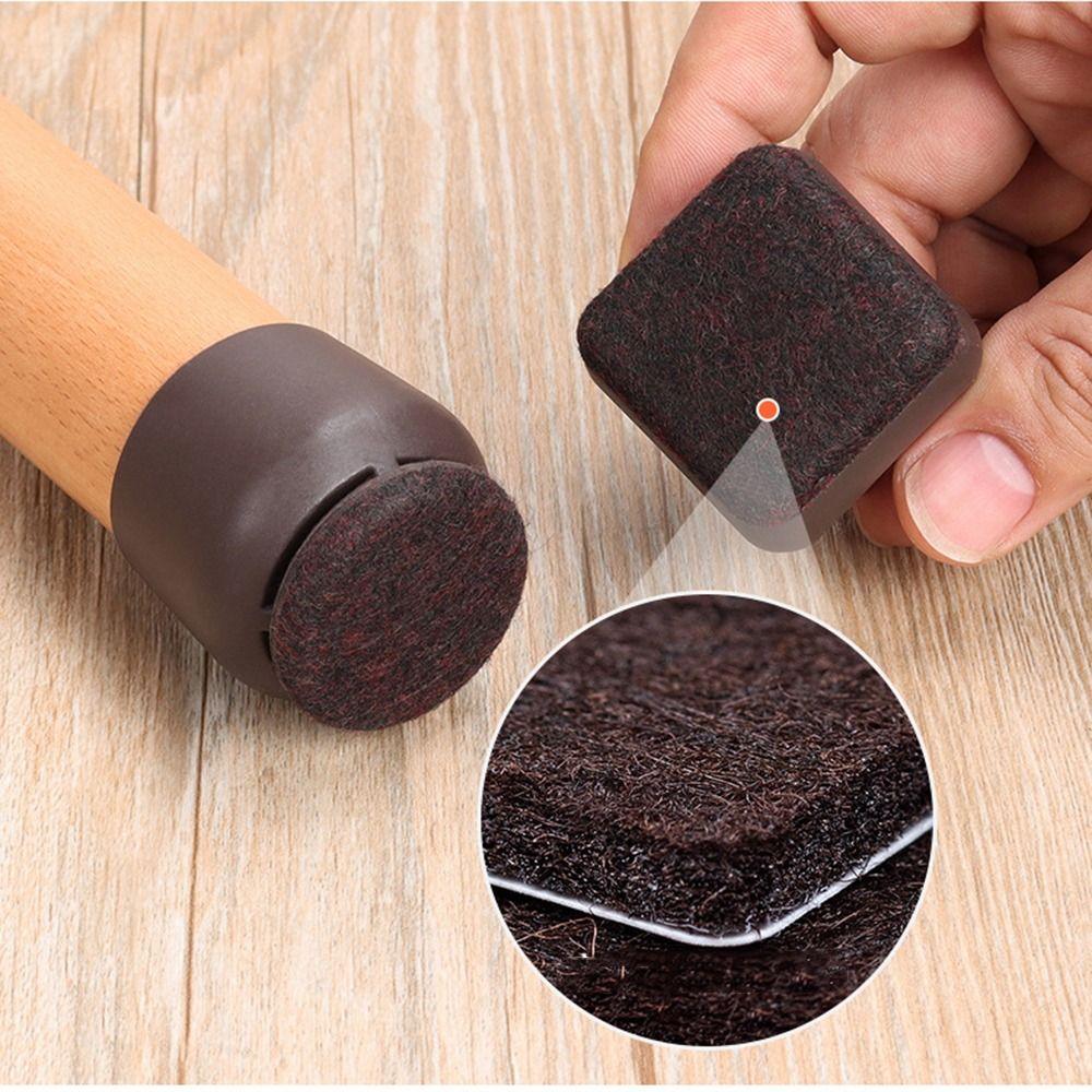 With Thick Wrap Felt Pads Chair Foot Cover Reduce Noise Round/Square Chair Leg Floor Protector Dark Brown Non-slip