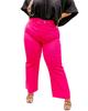 Rose Plus Size Solid Color Raw Hem Wide Leg High Waist Pants