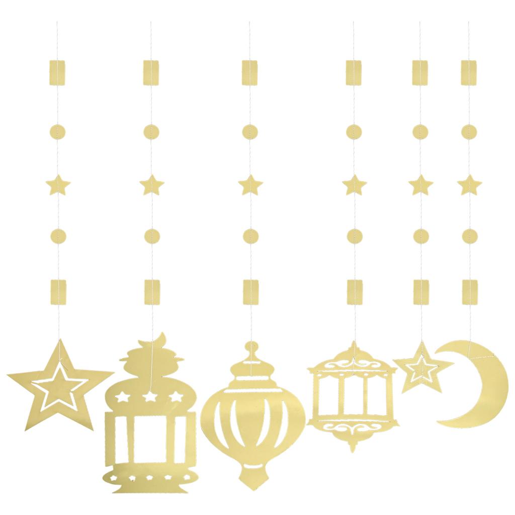 6Pcs Eid Hanging Decoration Ramadan Mubarak Party Supplies Festive Ceiling Ornaments for Islamic Festival Home Decor