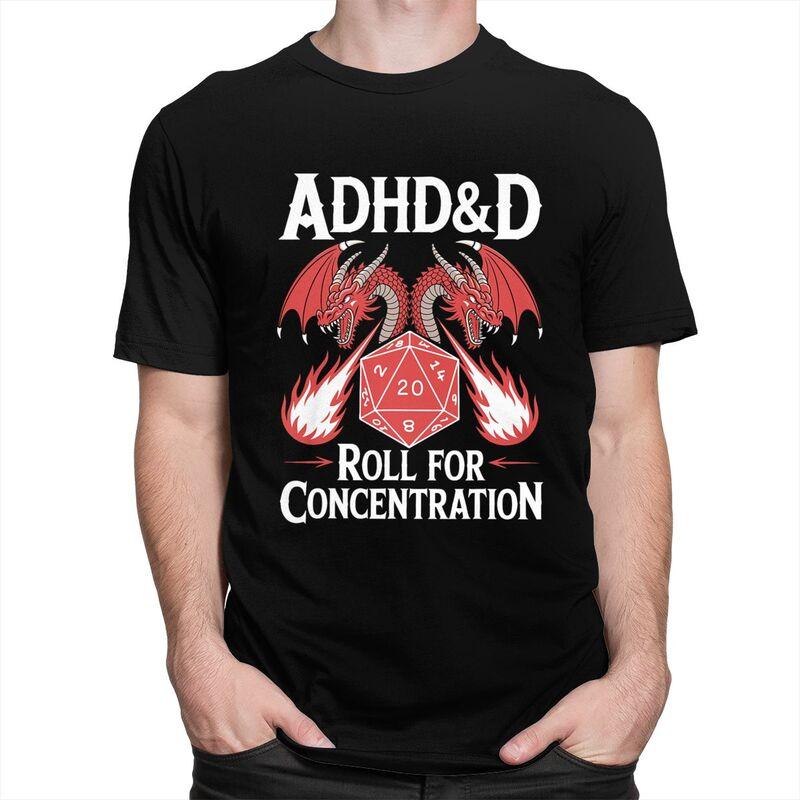 Adhd Roll For Concentration Tshirt Unisex Short Sleeves Fashion Casual Graphic Tee Shirt Summer Loose Fit Pure Cotton Tee Tops