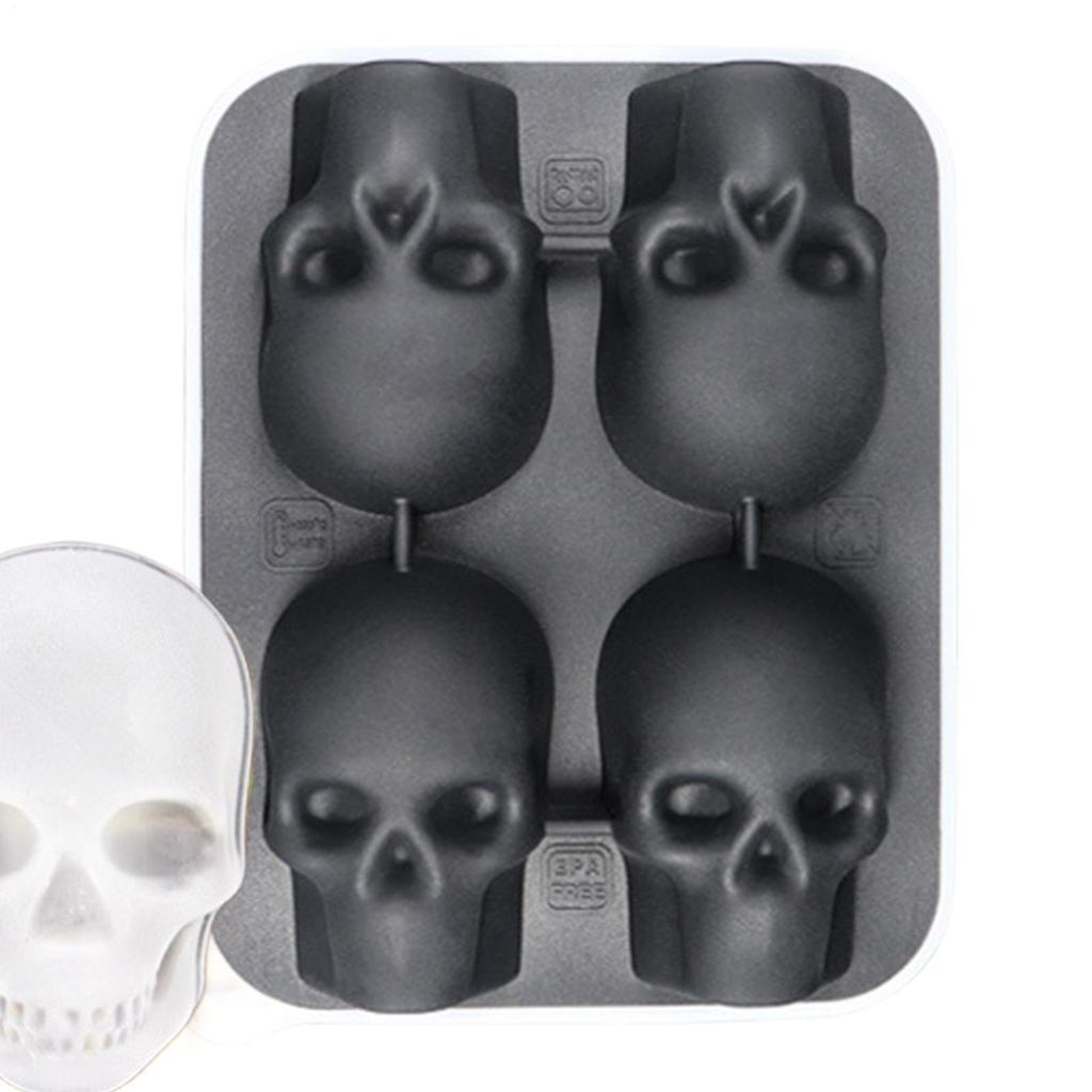 Силиконовая форма для ледяных шаров в виде черепа, гибкие подставки для кубиков льда, без BPA, подставки для льда для морозильной камеры, аппарат для изготовления ледяных шаров в виде головы черепа для коктейлей