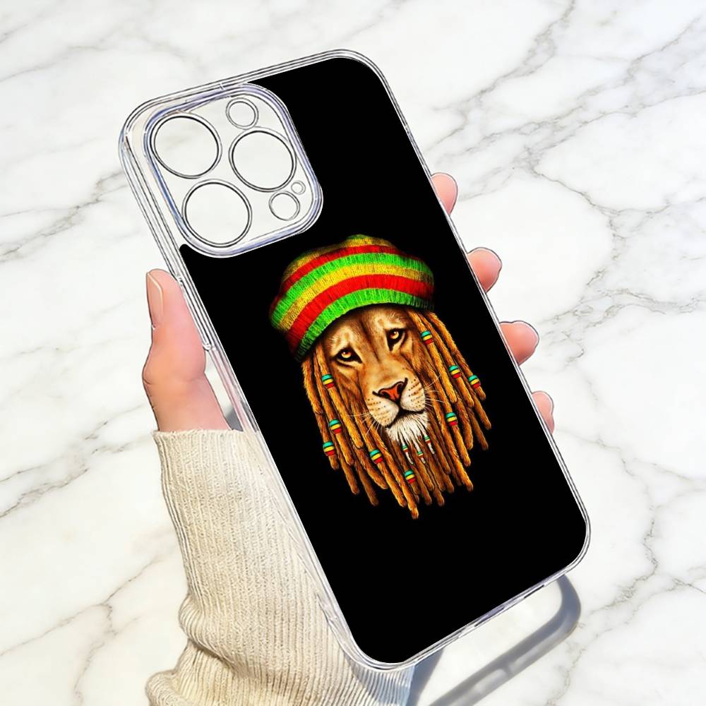 Чехол для телефона Bob M-Marley Rasta Lion Прозрачный Силиконовый Мягкий Для iPhone 17 16 15 14 13 12 11 Mini Pro Max Plus