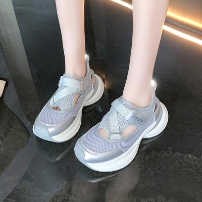 Модная женская обувь 2024 года, новые эластичные женские вулканизированные туфли на весну и осень, дышащие сетчатые однотонные кроссовки на низком каблуке для повседневных прогулок