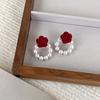 Женские серьги с красным цветком, 2 новых стильных серьги-гвоздика, темпераментные серьги Ladygirl