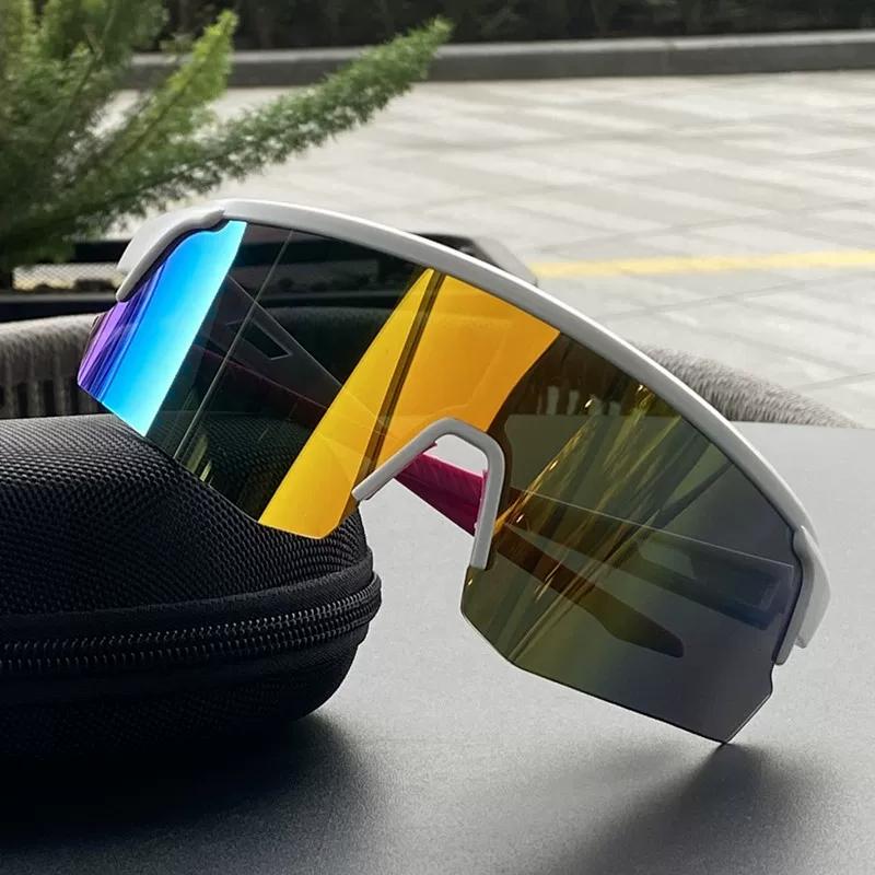Outdoor Professional Cycling Glasses for Men and Women, Large Frame, Slimming, Colorful, High-Definition Mountaineering Glasses, Windproof and