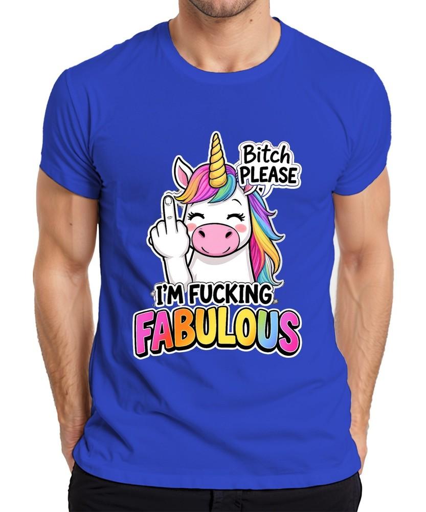 Im Fucking Fabulous Unicorn Rainbow Middle Finger Gift Unisexs Tshirt